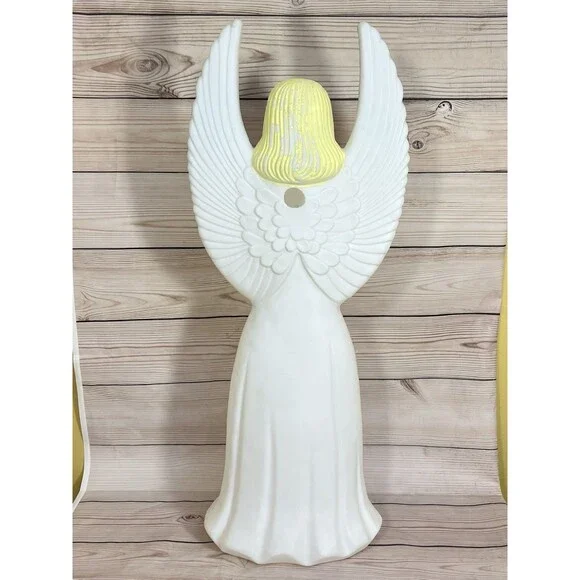 Vintage Christmas Angel Blow Mold 30" Union Products 1988 Blue Wings with Light - Picture 12 of 14